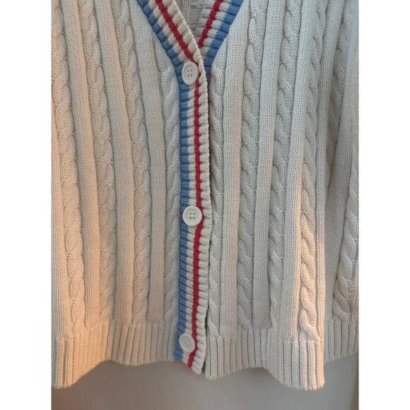 Prince Pickleball Women's XL Cable Knit Cardigan Tennis Sweater Cream Preppy - Picture 3 of 5